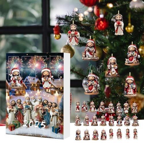 Calendrier de compte à rebours de Noël 2025 chrétien avec Jésus 2D