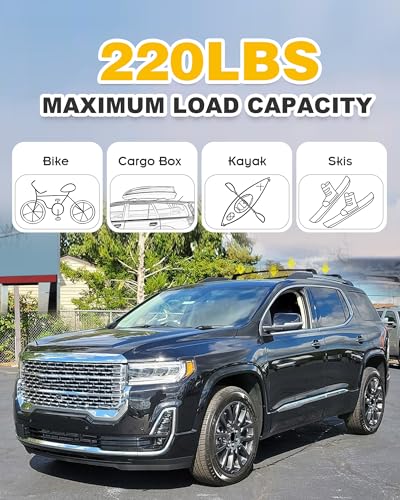 Image of 220lbs Cross Bar Roof Rack Fit for GMC Acadia 2017-2023 Cargo Carrier Crossbar Rooftop Accessories (with Side Roof Rails)