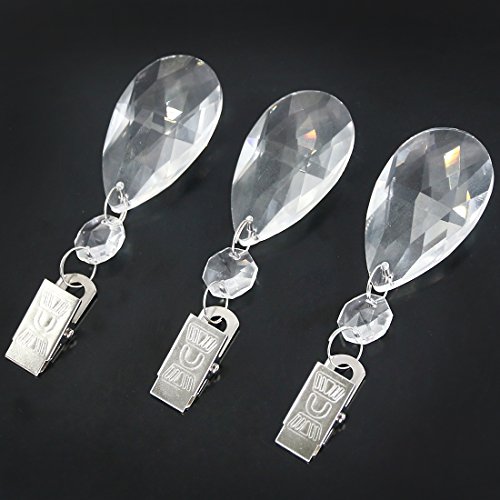Swpeet 10Pcs Crystal Tablecloth Weights With 10Pcs Metal Clip Kit, Crystal Glass Teardrop Prisms Pendant Tablecloth Weights For Picnic Tables Tablecloth Weights Heavy Outdoor #TOP2
