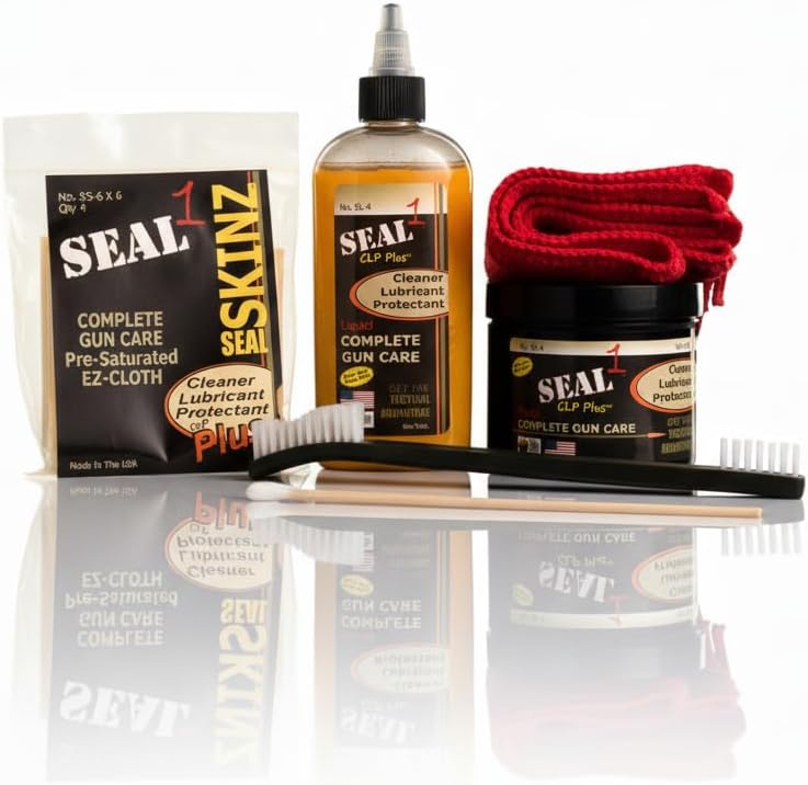 Seal 1 Universal Gun Care Kit – Bio-Based CLP Plus Liquid, Paste & Patches | All-in-One Firearm Cleaning Kit for Pistols, Rifles & Shotguns | Carbon Removal & Rust Prevention
