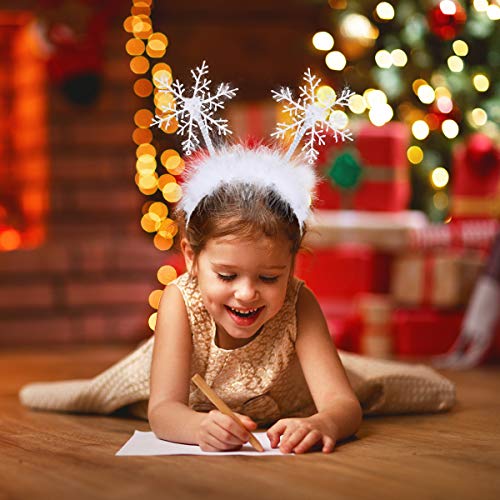 2pcs Christmas Headbands Snowflakes Hairhoop Hair Band Feather Snowflakes Headdress Christmas Hair Accessory Hair Decoration for Christmas Party Favors - Image 3