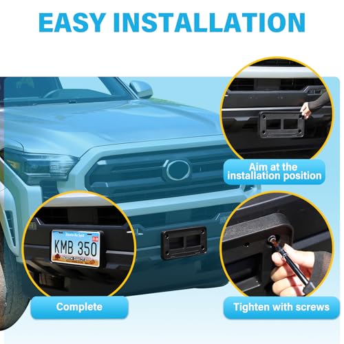 Daeiclru Front License Plate Frame Bracket Compatible with Toyota Tacoma 2024-2026, Front Bumper License Plate Tag Holder Mount License Plate Hanging Bracket Replacement Accessories - Thumbnail 6