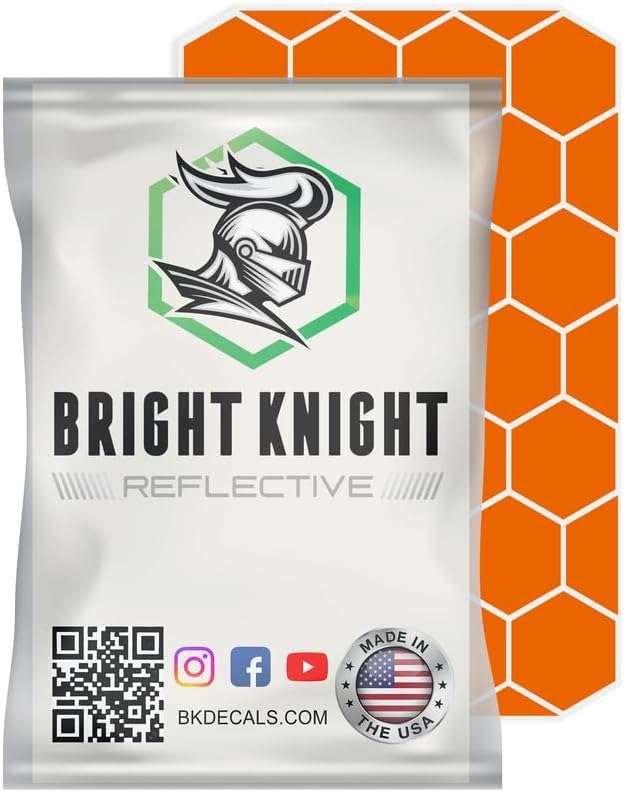 BRIGHT KNIGHT DECALS Adhesivos hexagonales reflectantes para casco de motocicleta. Calcomanías de casco de motocicleta naranja de 1 pulgada hechas