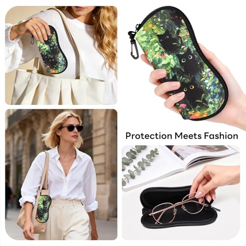 Image of Sunglasses Case with Belt Clip, Ultra Light Neoprene Zipper Soft Padded Glasses Case for Women Men