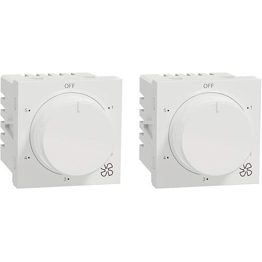 Schneider electric Unica Pure-5 Steps 360 Deg Fan Regulator, 2M, White (Pack of 2)