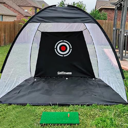 Image of Golfoy Basics Practice (3M) Golf Cage Net, Portable Driving Range Golf Net Training Aids with Target and Carry Bag for Indoor & Outdoor Use (Black)