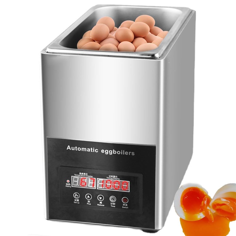 FHRKA Commercial Egg Boiler, 9L/50Pcs Large Capacity Automatic Half-Boiled Soft-Boiled Egg Boiler with Digital Panel, Timer 0~99 Minutes