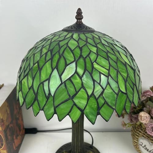Lampe Tiffany Vert de 30 cm en Verre pour Bureau et Chevet - 6