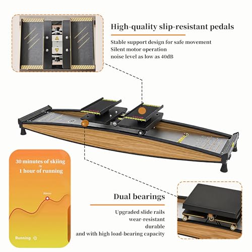 Image of Ski Exercise Machine - Indoor Ski Trainer & Cross Simulator for Strength, Balance & Cardio, 150 kg Max Load, Includes Ski Poles & Mat for Full-Body Workout
