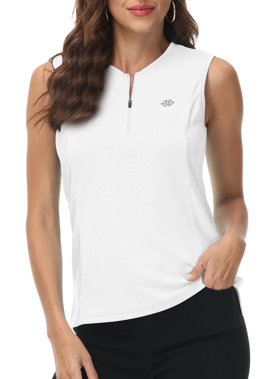 MoFiz Donna Polo T Shirt Senza Maniche Golf Camicia Magliette Estiva Traspirante Top con Cerniera