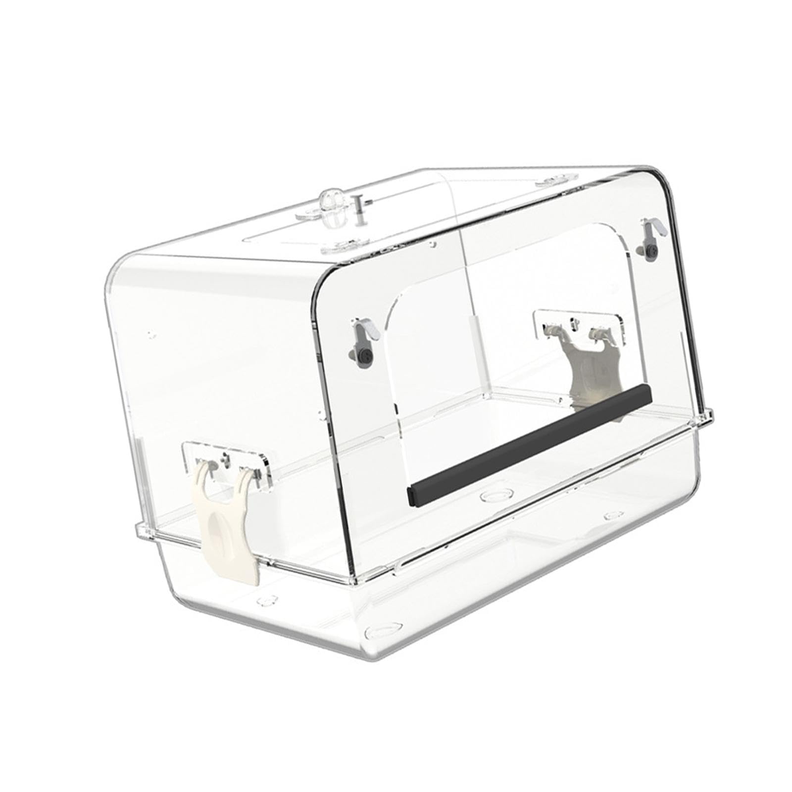 Baño para Pájaros Bañera Acrílica Desmontable con Puerta Antideslizante Ligera Adecuada para Aves Pequeñas Cockatiel Regalo Interior, Claro
