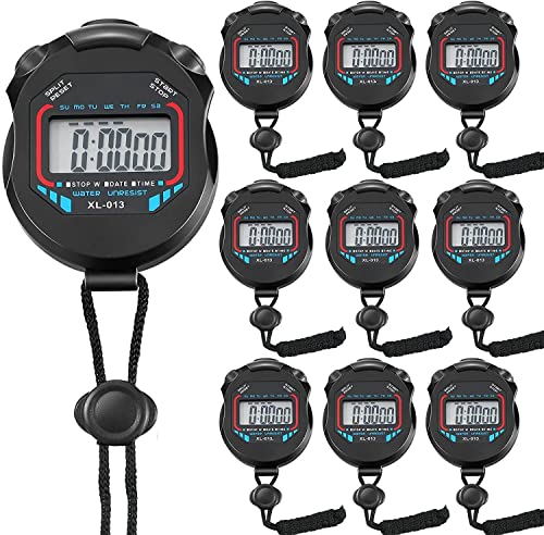 FomaTrade Stopwatch,Pack of 10pcs/lot Digital Handheld Multi-Function Professional Electronic Chronograph Sports Stopwatch,Waterproof Stopwatch,Sport Stop Watch,Interval Timer with Large Display