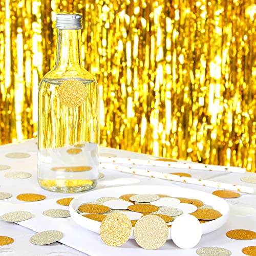 Image of White-Gold Champagne Party Decorations Confetti - 300pcs Wedding Engagement Party Table Scatter,Bachelorette Neutral Baby Bridal Shower Confetti Mothers Fathers Day Decor Lasting Surprise