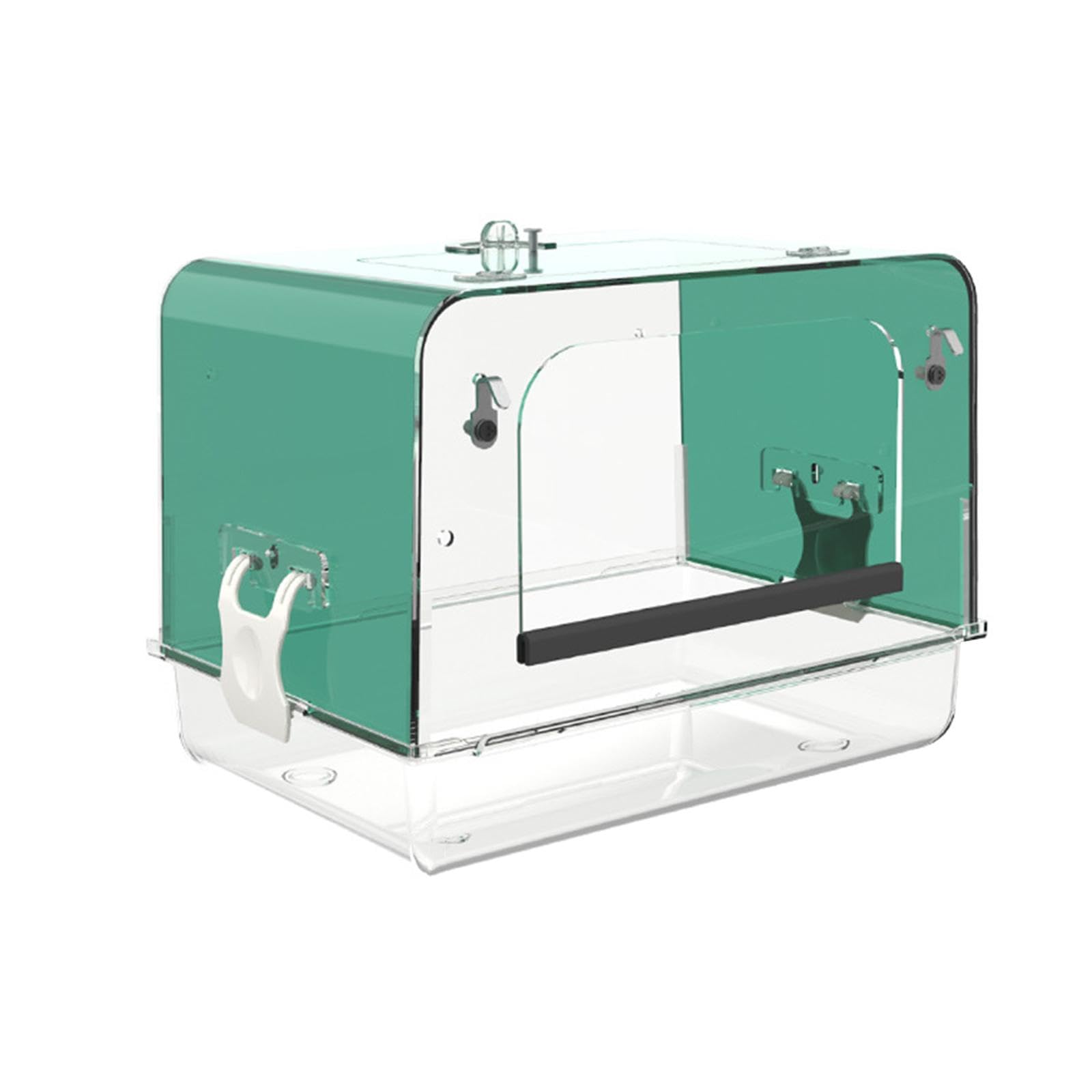 Vasca da Bagno per pappagalli con Ganci, Scatola da Bagno in Gabbia per Uccelli Domestici, Box Doccia per Vasca da Bagno in Acrilico per pappagalli, Verde