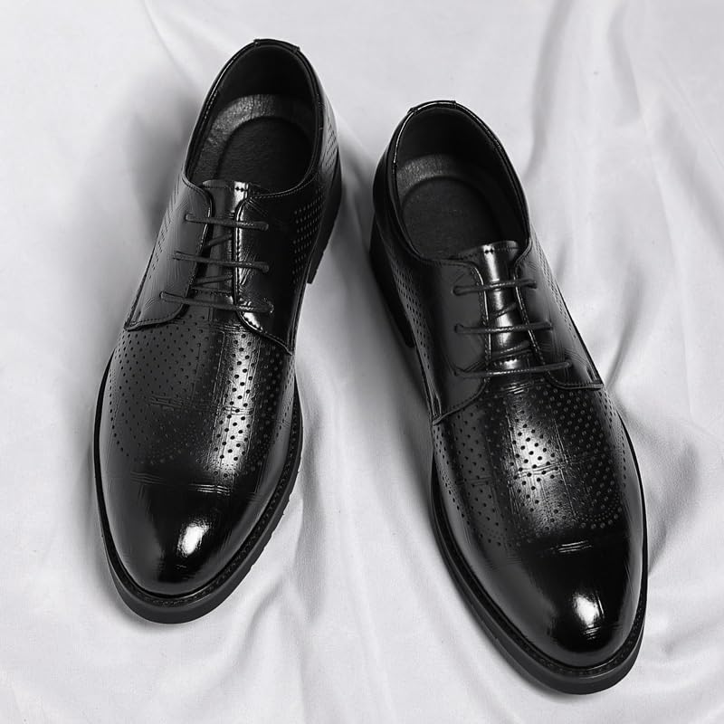 Mens Invisible Height Shoes Men's Leather Lace-Up Business Oxford Shoes Classic Pointed Toe Comfort Slip-On Tuxedo Shoes Bridegroom Dress Increasing Elevator Shoes3