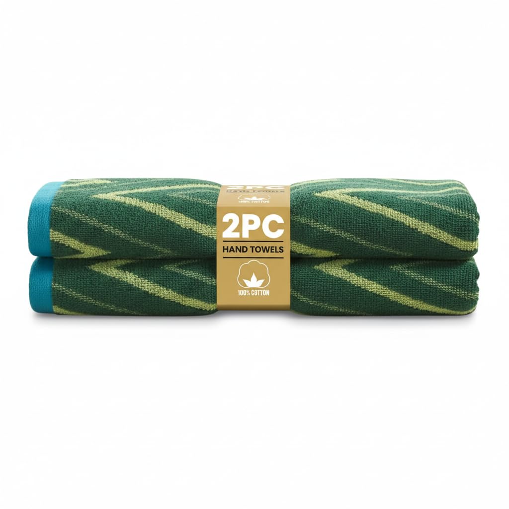 Rapport Home Helix Hand Towels 2 Pack | Moss Green | 50x85cm | Luxurious 500GSM 100% Cotton | Oeko-Tex Certified Absorbent & Soft