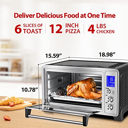 TOSHIBA AC25CEWSS Large 6Slice Convection Toaster Oven Countertop, 10