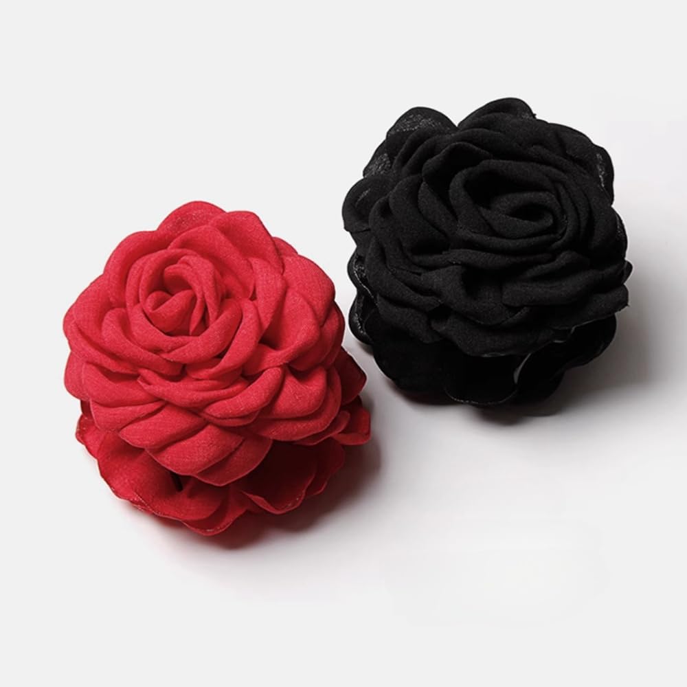 4-pak ręcznie robionych spinek do włosów z kwiatem róży dla kobiet dziewcząt, elegancki boho szykowny jednolity kolor kwiatowe spinki do włosów spinki do grubych cienkich włosów akcesoria prezent