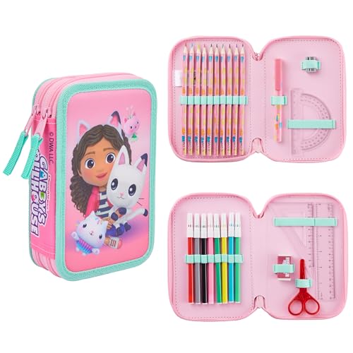 Gabby's Dollhouse Pencil Case with Stationery for Girls Filled Pencil Case Colouring Pencils Markers - Gifts for Girls