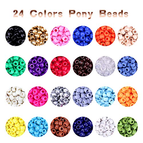 Image of Greentime Pony Beads Bracelets Making Kit, 9mm Rainbow Kandi Rave Beads Set for Friendship Bracelets Necklace Making Crafts for Christmas Gift (24colors) (Pack of 2)