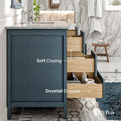 Eviva Britney 42 Inch Transitional Ash Blue Bathroom Vanity #TOP7