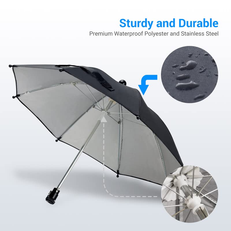 JJC Camera Hot Shoe Umbrella, Parasol Cubierta de Lluvia Paraguas Portátil Resistente a la Intemperie Protege la Cámara de la Lluvia Nieve Luz del Sol (Dia. 19.7''/ 50cm)