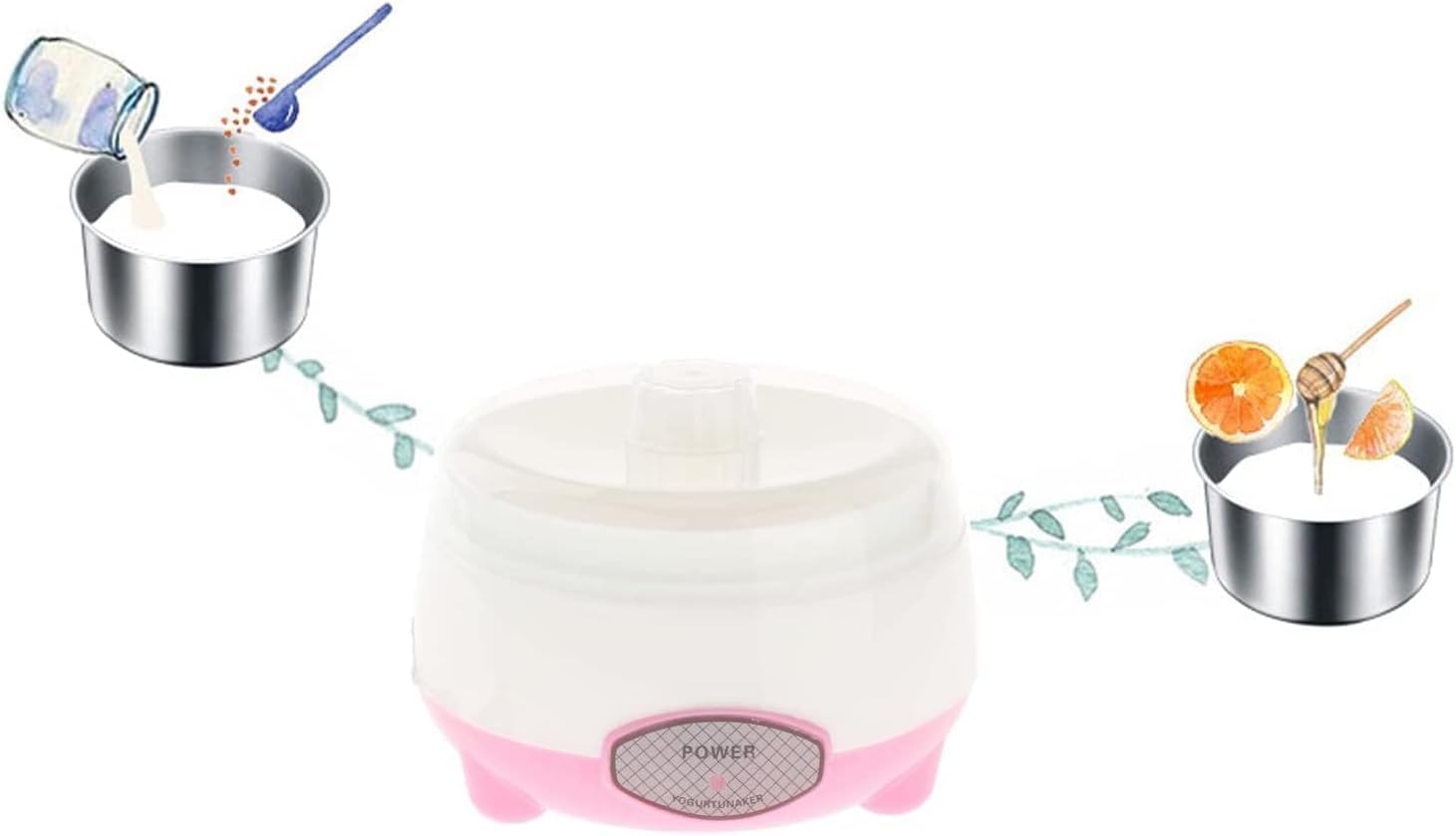 kixre yogurt maker machine, even heating energy saving compact stainless steel container diy yogurt maker machine for family for kitchen