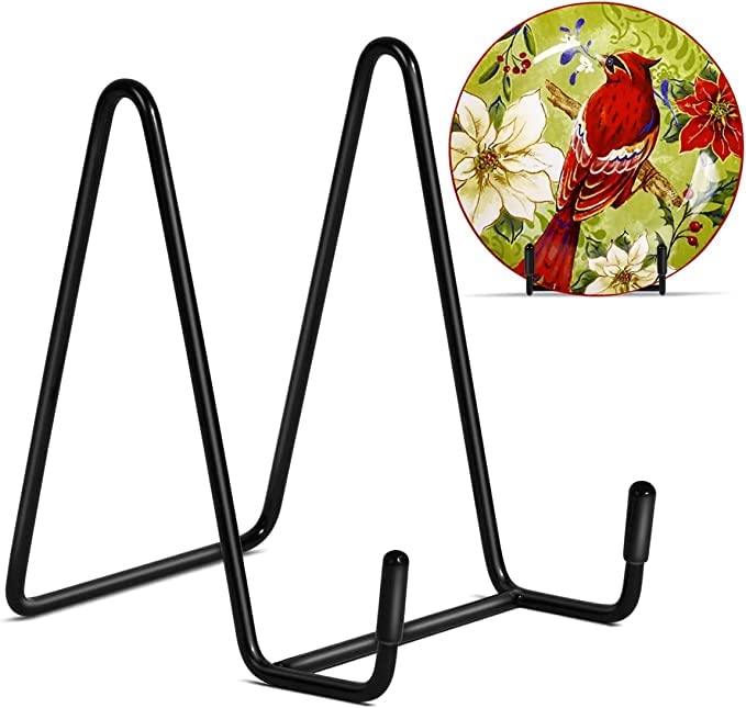 OXMIC Plate Stands for Display,Black Iron Easel Plate Holder Display