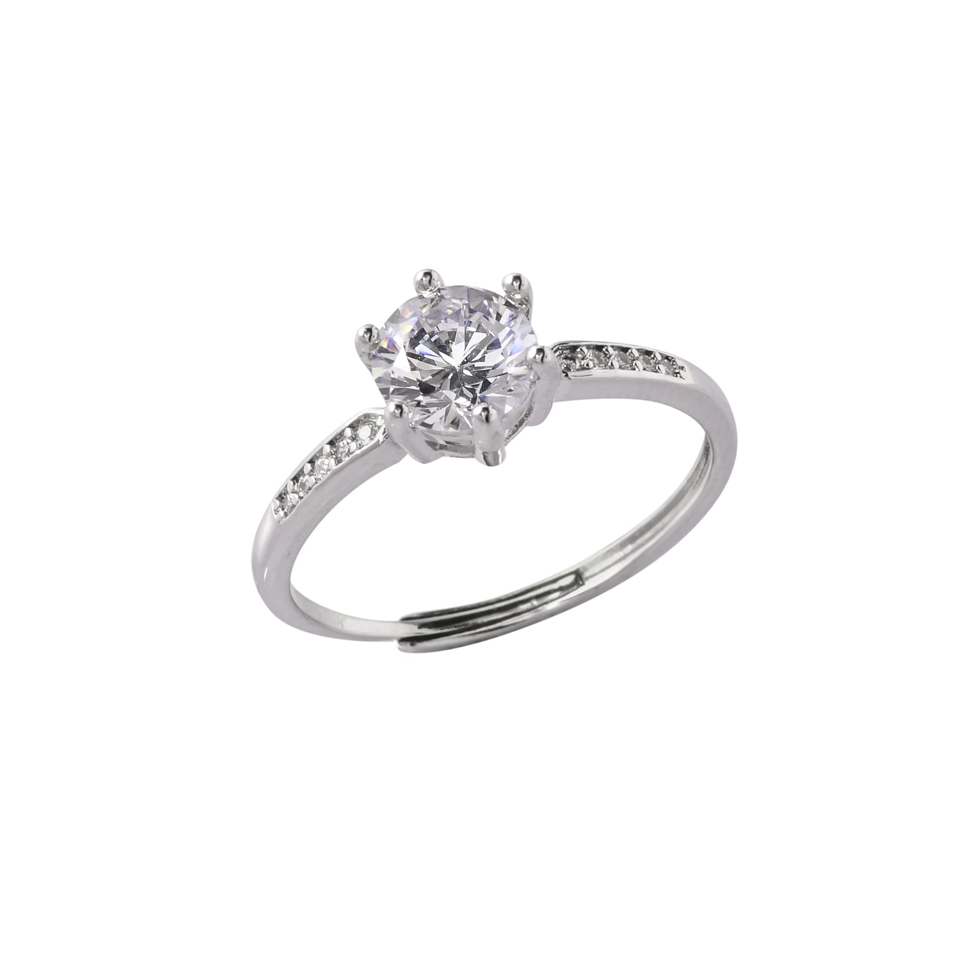 Women's Classic Plated Round Cut Zircon Adorned Ring