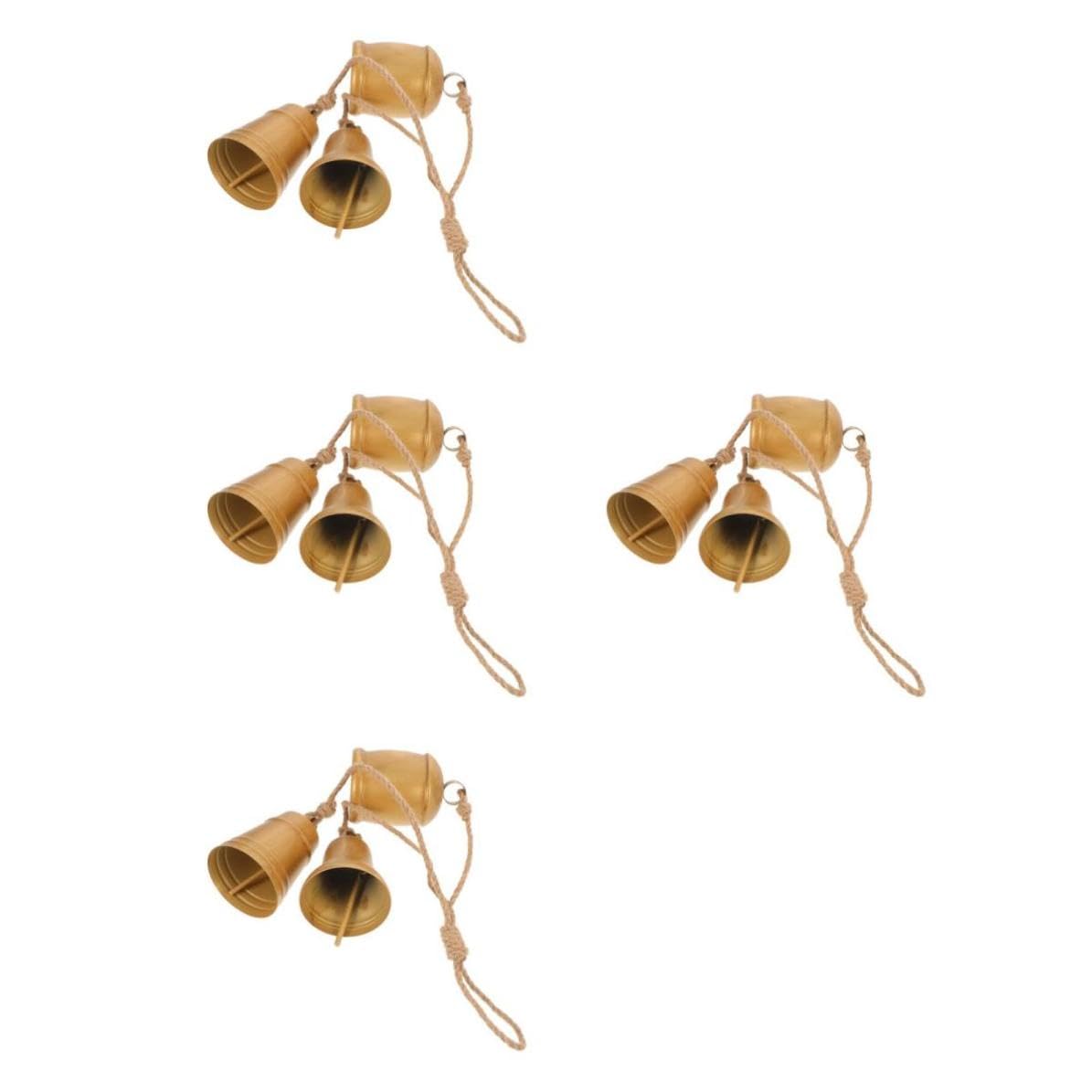 TOYANDONA 4 Piezas Campana Colgante de Hierro Dorado con Cuerda para Puerta