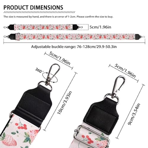 Image of Coldinair Strawberry Luggage Straps Bag Strap Wide Adjustable Belt Travel Accessories Suitcases Bags Straps, Purse Straps Replacement Crossbody