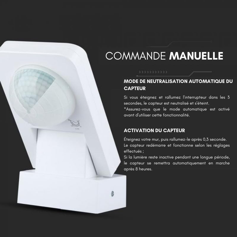 Détecteur de Mouvement Infrarouge Orientable IP65 Blanc - SILAMP