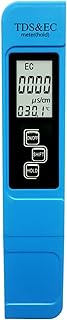 TDS & EC Meter for Hydroponics, Household Drinking, Swimming Pool, Aquarium, Aquaculture, Lab - TDS EC Temp 3 in 1, TDS Meter, EC Meter, Digital Water Tester, 0-9999ppm, 0-9999μS/cm - Zalengine (Blue)