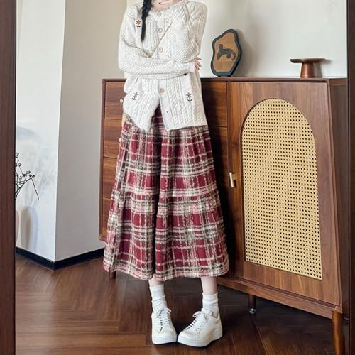Womens Christmas Plaid Skirt Elastic High Waist Flowy A-Line Pleated Skirt - image 2