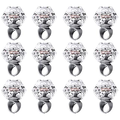Konsait Flashing Led Light up Rings Bachelorette Party Favors Toys Grow in The Dark Party Suppiles Diamond Bling Rings for Birthday Weddings Bridal Shower Decorations (13pcs) Cover