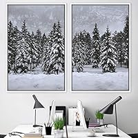 2 Piece Framed Canvas Wall Art Rustic Woods Canvas Prints Home Artwork Decoration for Living Room,Bedroom - 16