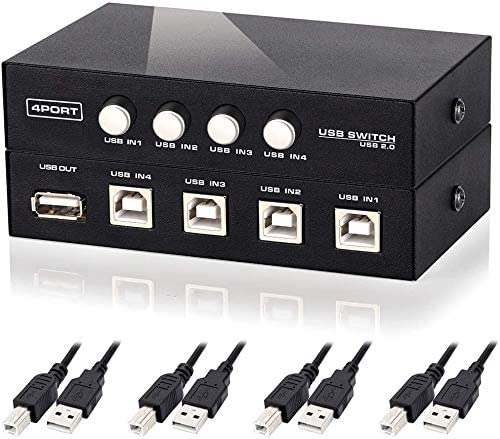 Meshiv Printer Sharing USB Switch 4 Ports I USB 2.0 Selector Switch Box with 4 (Four) Cable for 4 PC Share 1 USB Device Printer PC Computer Scanner Printers Etc. Black (Manual Printer Sharing Switch) (B0BTB33M7J) Amazon Price History, Amazon Price Tracker
