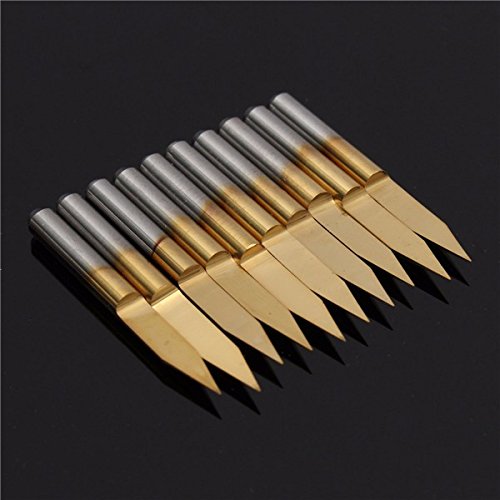 EsportsMJJ 10pcs 3.175mm Shank 30 Degree 0.2mm PCB Engraving Bits Titanium Coated Carbide CNC Cutter Bits