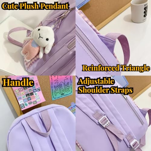 Kawaii Bowknot Big Capacity Backpack with Kawaii Pin and Cute Pendant Accessories for Women Aesthetic Daypack(black)4