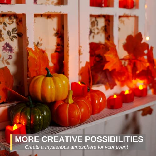 Image of Homemory 24-Pack Halloween Red Dripping Flameless Tea Lights, Battery Operated Flickering LED Candles, Safe for Pumpkins, Party & Holiday Decor, 1.58 inch D x 1.2 inch H, Warm White Glow