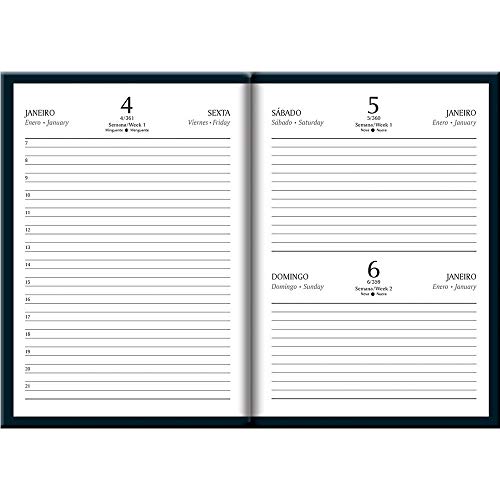 Agenda Diária Capri Couro Preta 2021 Foroni