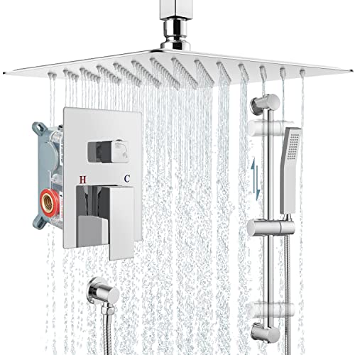 Système de douche tête plafond 12 pouces chrome haute pression luxe pour spa à domicile