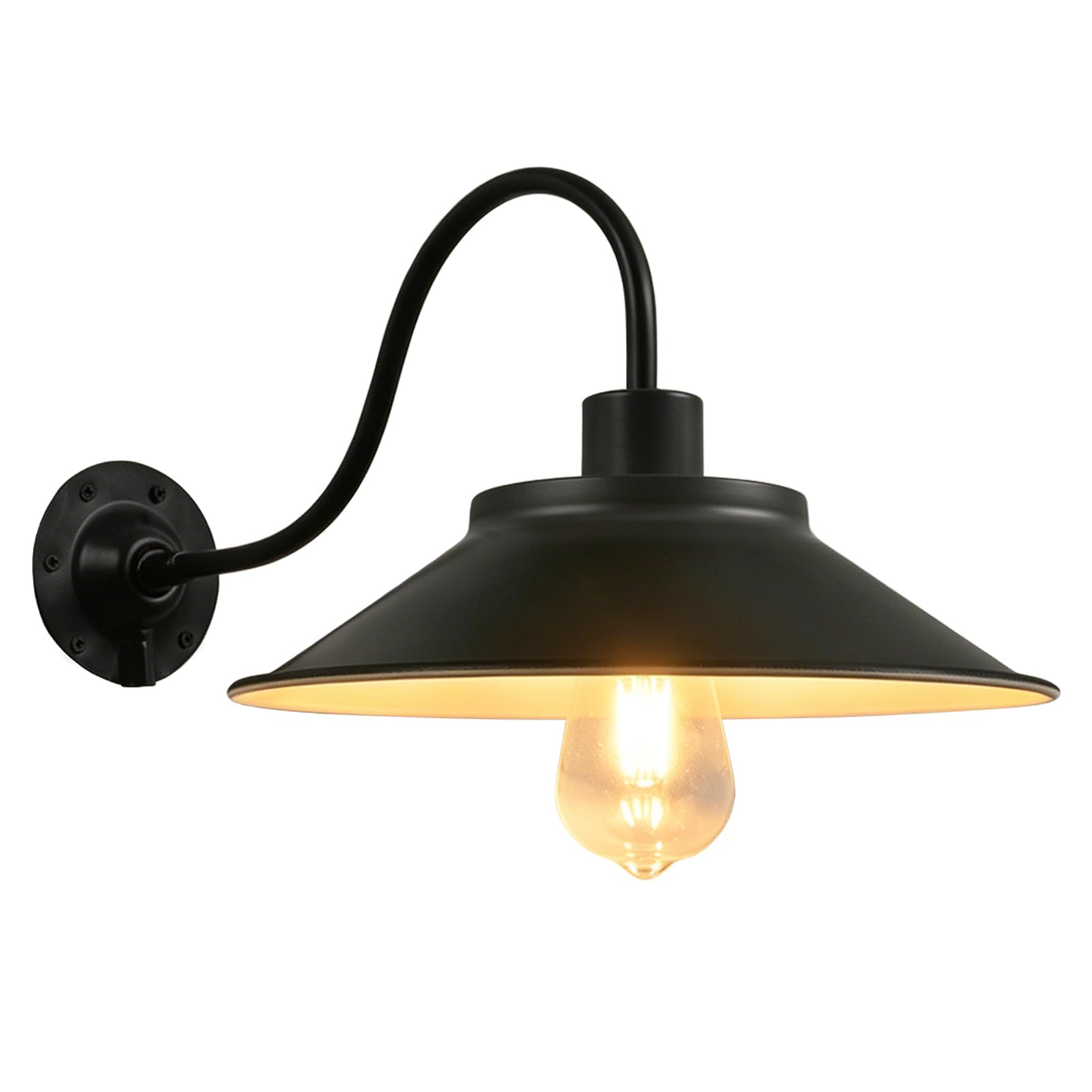 Moddeny Black Waterproof Outdoor Wall Lights, Iron Porch Lights Farmhouse Gooseneck Vintage Outdoor Wall Sconce For Garages Entrances Patios