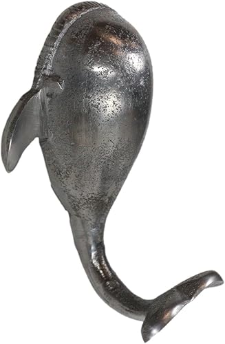 Miniatura 6 de Ebros Gift Paquete de 2 ganchos de pared náuticos de ballena beluga niquelado de 4.5 pulgadas de alto temática costera para montar en la pared,