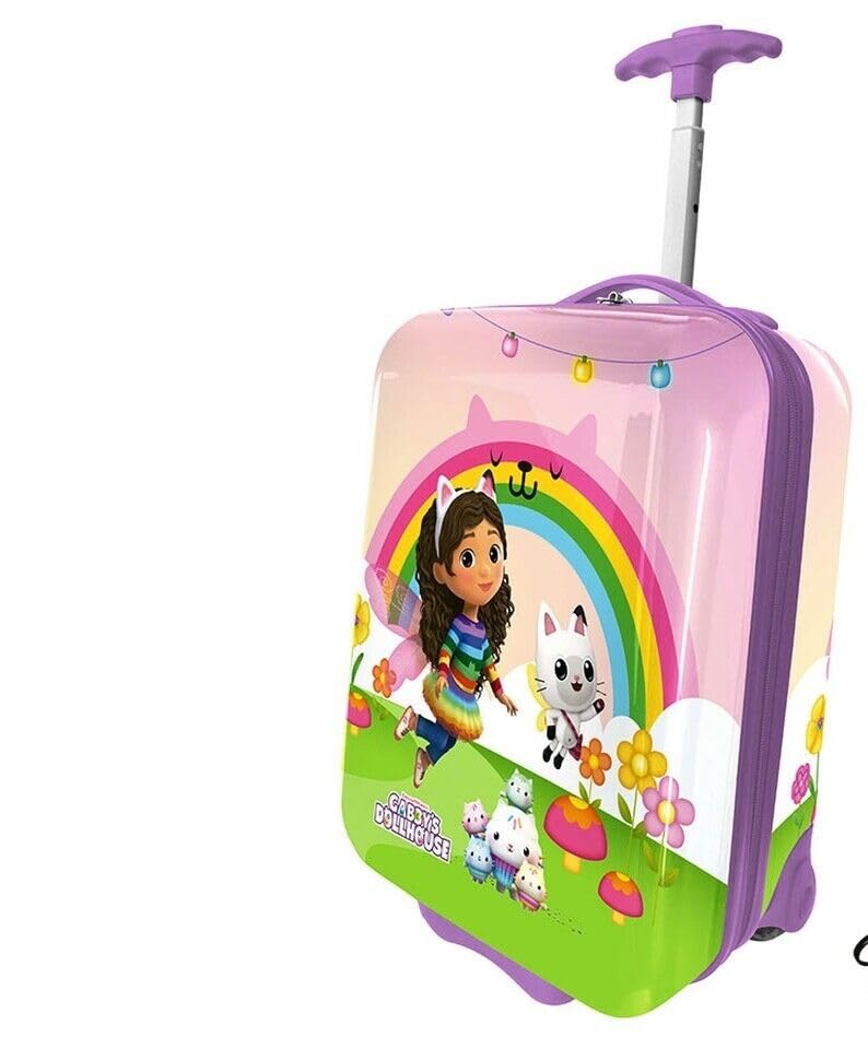 Trolley Rigido Gabb-y Dollhouse,Valigia da Viaggio Gabb-y Dollhouse per Bambine, Bagaglio a Mano Resistente e Leggero in ABS con Manico Telescopico Regolabile e 2 Ruote 23L, 42x19,5x29 cm. Multicolor