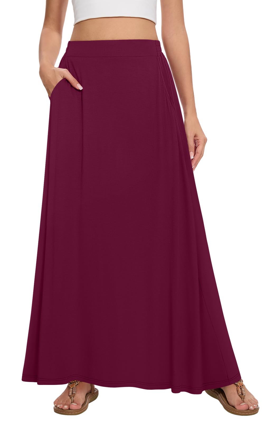 Womens Maxi Skirt Long Flowy Summer A-Line High Waist Skirts