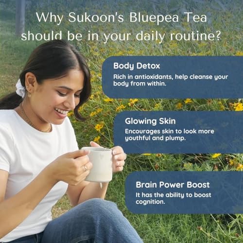 Image of Sukoon Organic Butterfly Pea Flower Tea loose leaf - 4.4 oz (125gm) - Caffeine Free, Herbal, Dried Butterfly Pea Flowers purple food coloring for cocktails