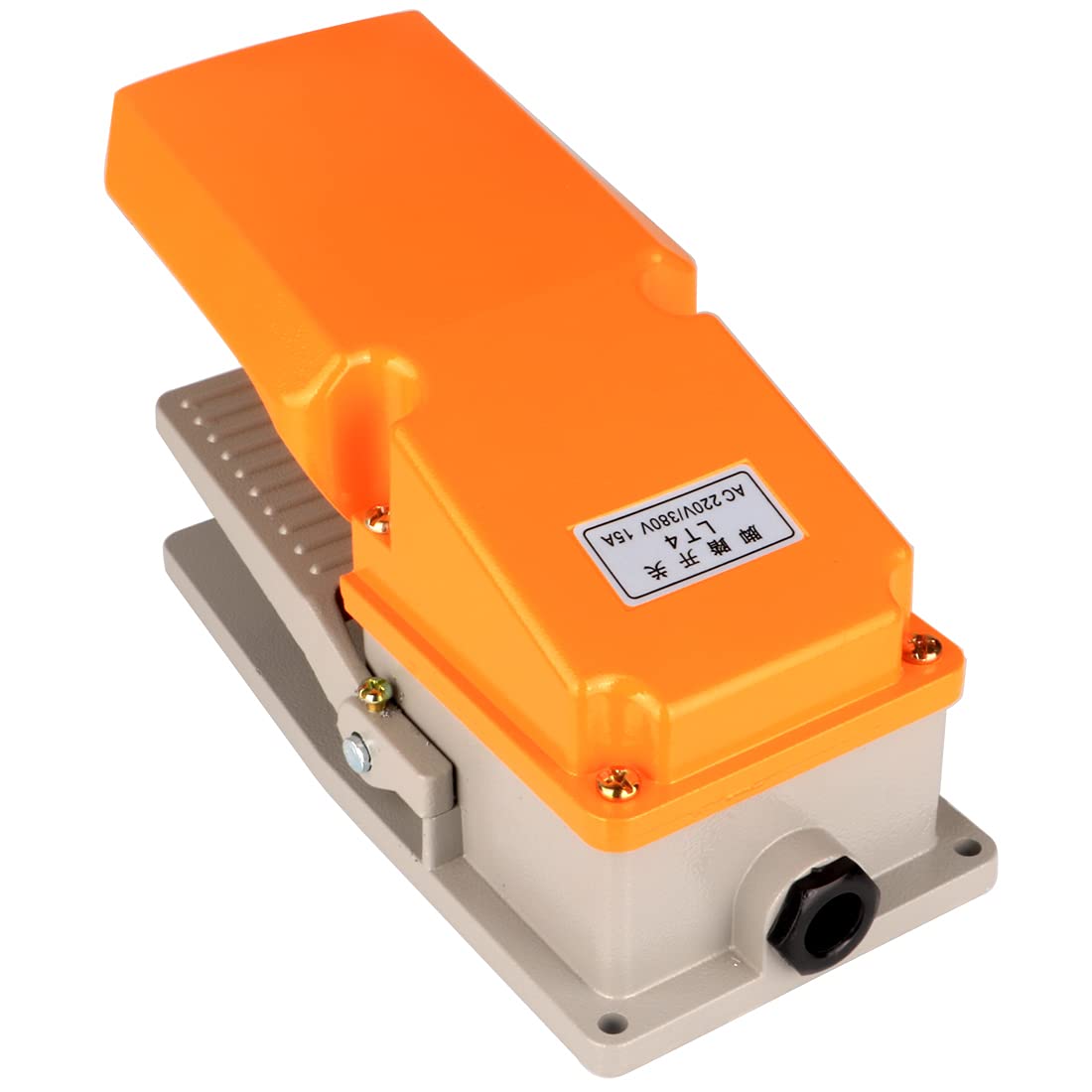Guuzi 0~380V/15A Métal Résistant Action Maintenue(Pousser Allumé/Pousser éteint) Interrupteur au Pied Interrupteur à Pédale d'alimentation électrique Auto-Verrouillage SPDT NO NC(Jaune)
