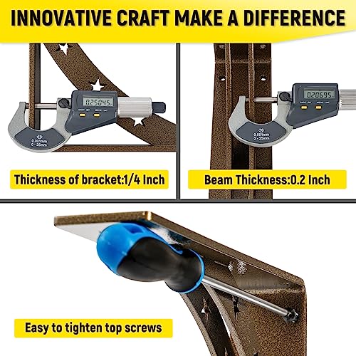 Picesa 12 Inch X 10 Inch Heavy Duty Shelf Brackets，Max Load 900 Lbs,Premium Alloy Metal Mantel Brackets thumb #3