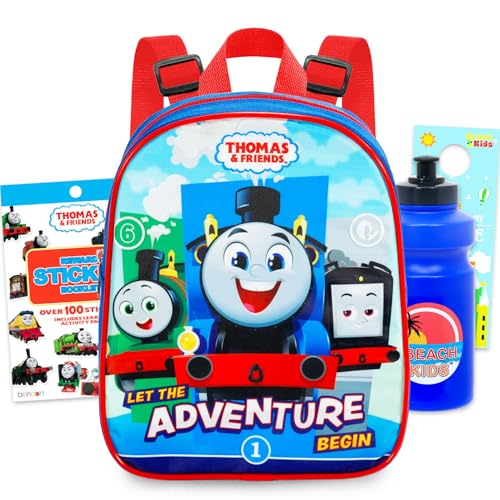 Thomas and Friends Mini Backpack for Boys Kids Toddlers - 10 Iconic Woven Small Backpack Bundle w Stickers and More | Preschool Daycare Kindergarten